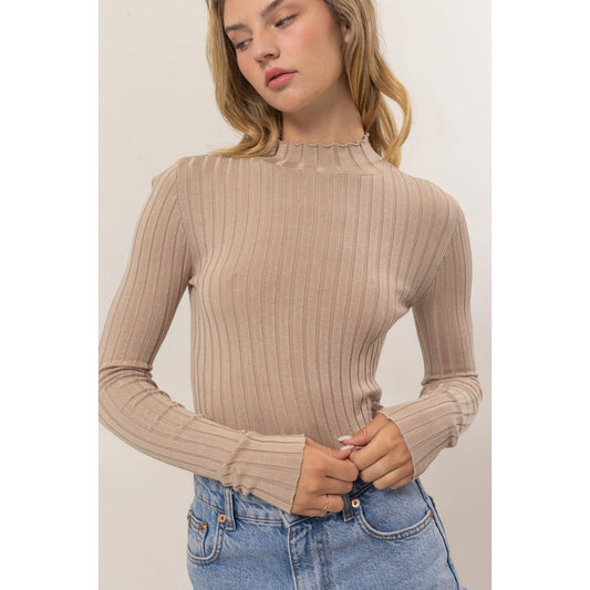 Mock Neck Ribbed Knit Top - Storm and Sky Shoppe