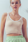 Contrast Trim Ribbed Crop Tank
