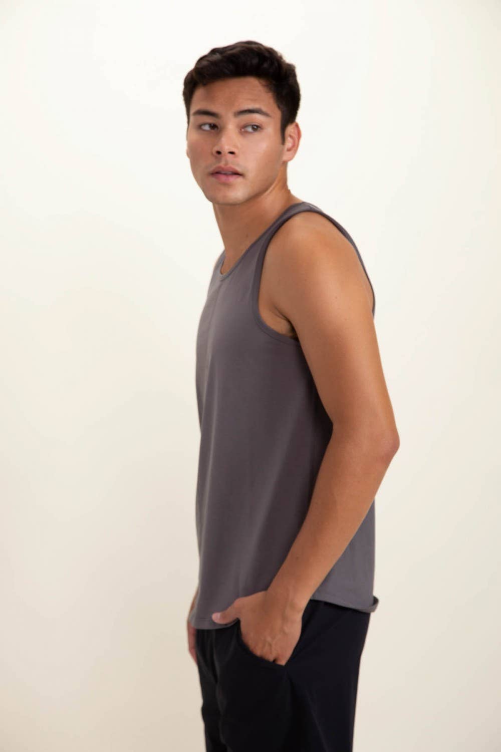 Mono B Men - Tank with Curved Hem: S:M:L:XL (1:2:2:1) / GREY - Storm and Sky Shoppe