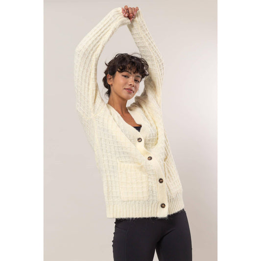 Waffle Knit Cardigan Sweater - Storm and Sky Shoppe