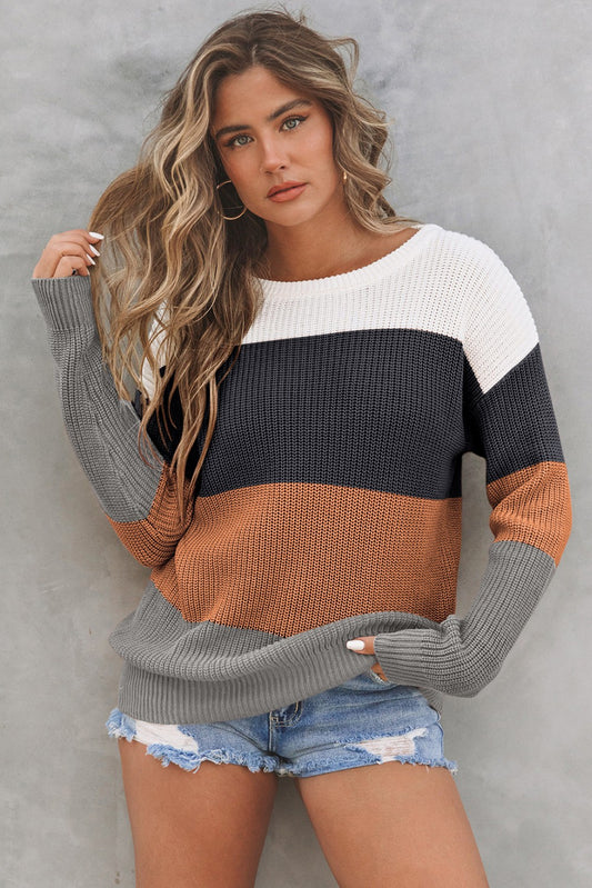 Color Block Knitted Sweater - Storm and Sky Shoppe