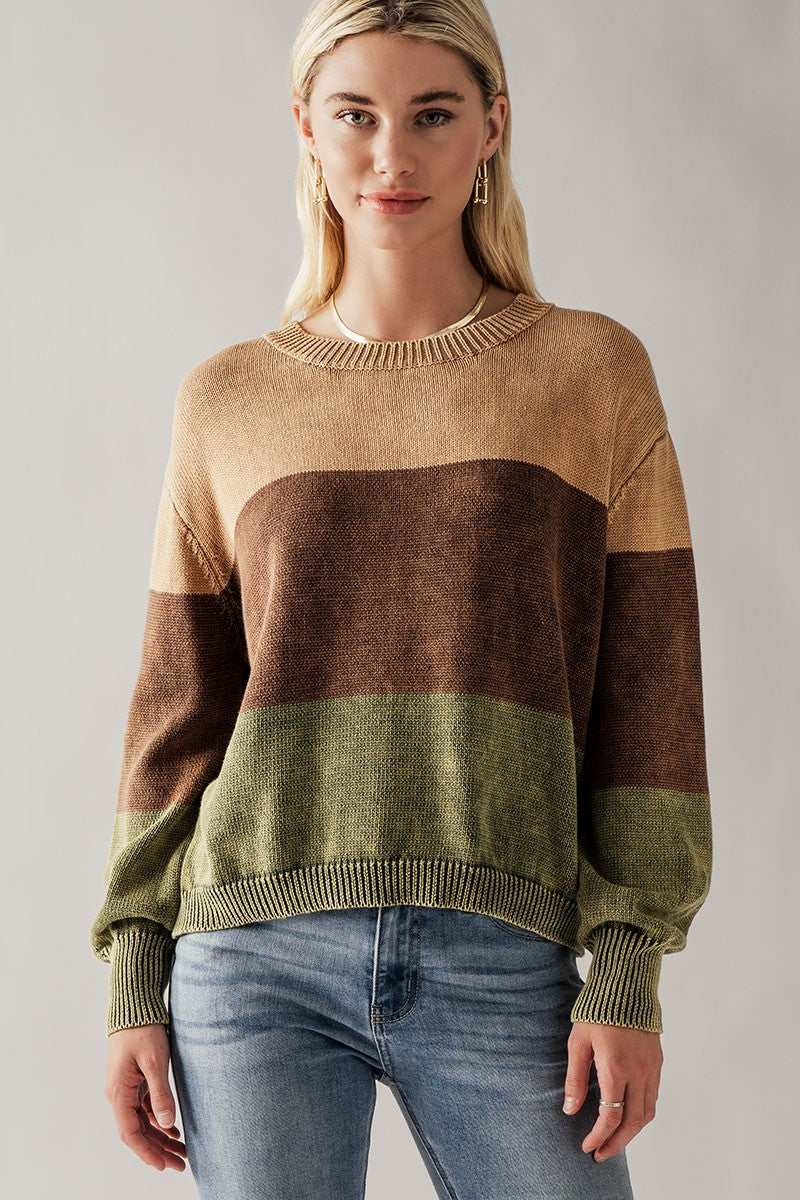 Colorblock Rib Knit Sweater - Storm and Sky Shoppe