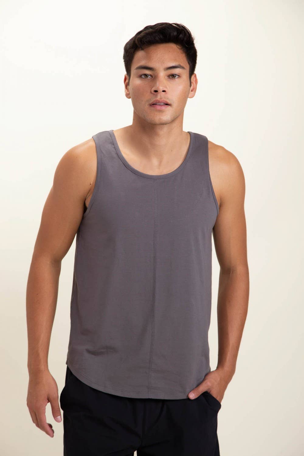 Mono B Men - Tank with Curved Hem: S:M:L:XL (1:2:2:1) / GREY - Storm and Sky Shoppe