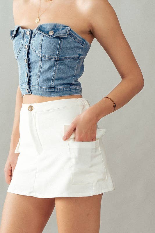 Cargo Skort w/ Smock Waist - Storm and Sky Shoppe