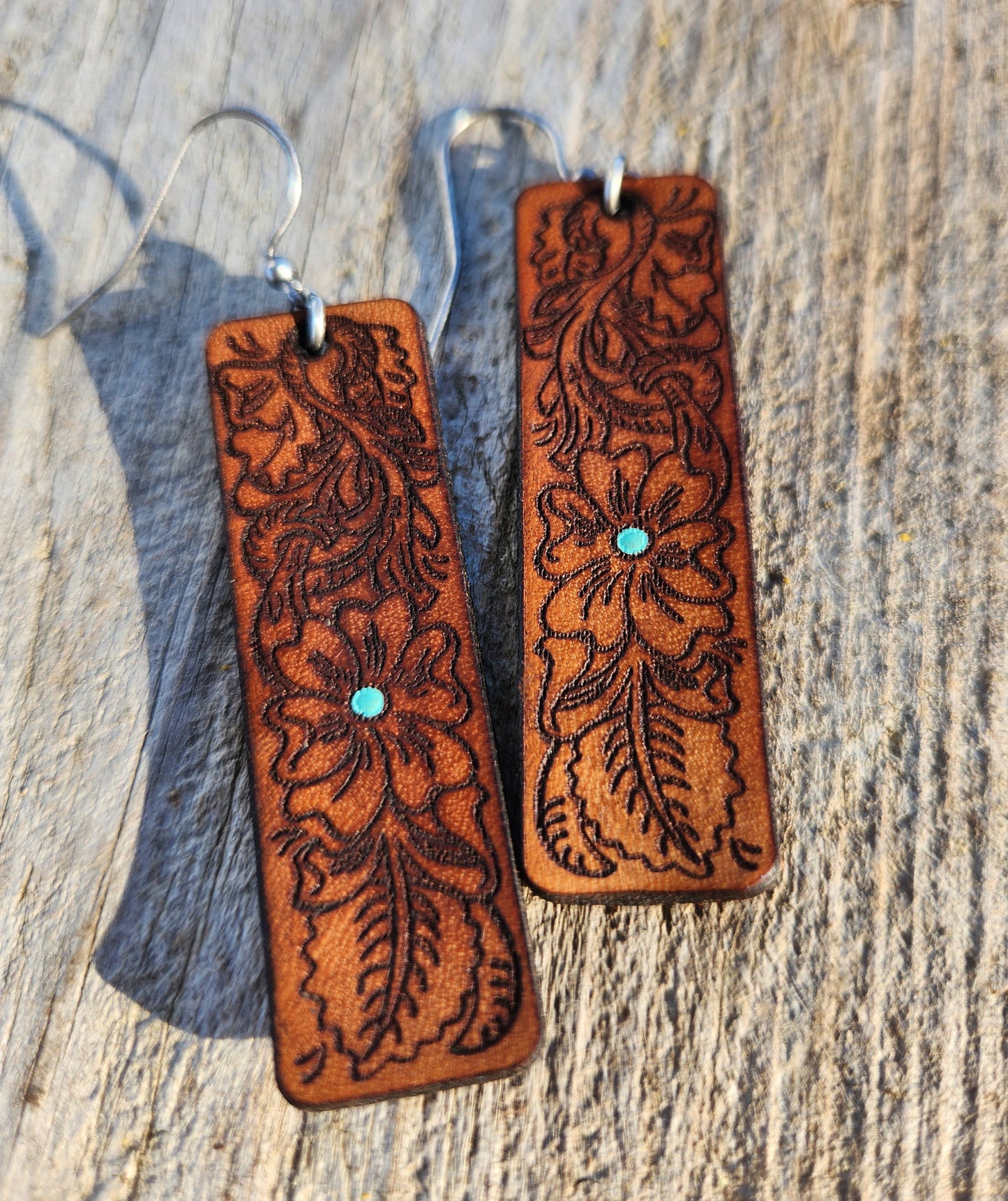 "Annie"  Tooled Leather Western Earrings - Storm and Sky Shoppe