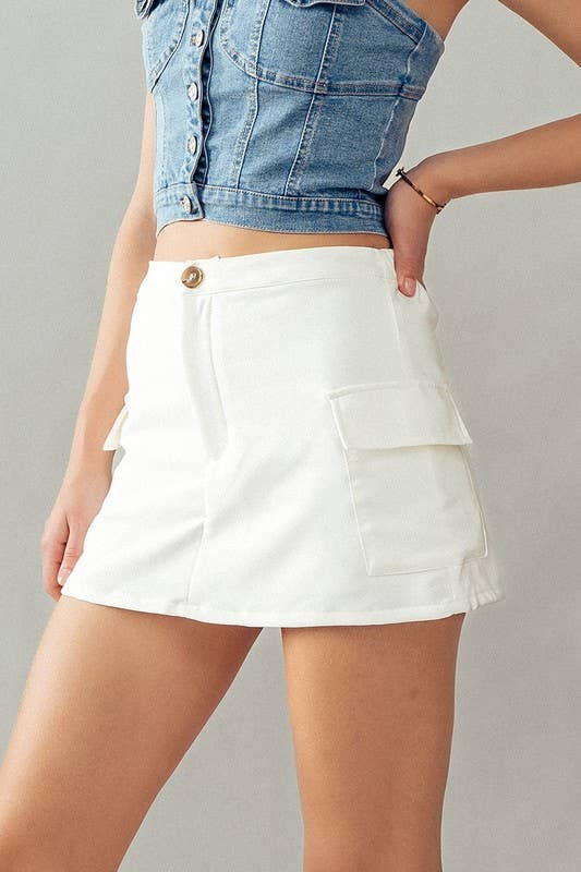 Cargo Skort w/ Smock Waist - Storm and Sky Shoppe