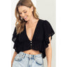 Swiss Dot Button Crop Top