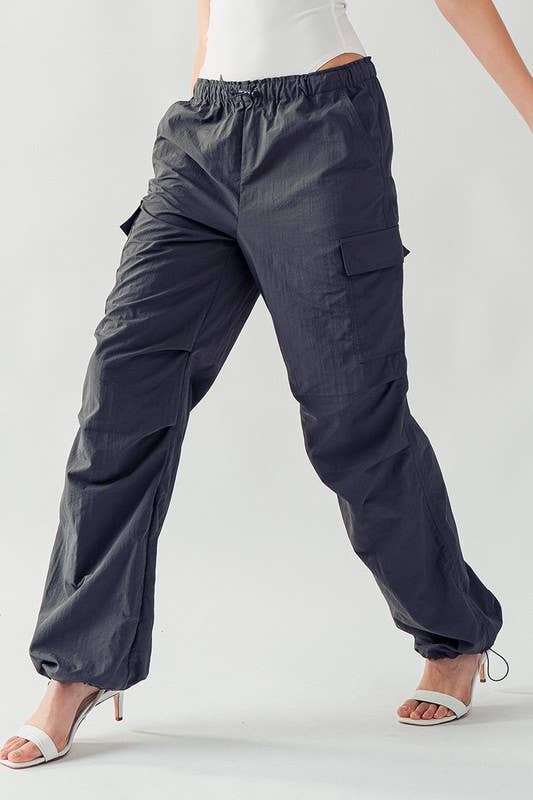 **SALE-BELLA TOGGLE DRAWSTRING CARGO PANTS: SLATE / S-2/M-2/L-2 - Storm and Sky Shoppe