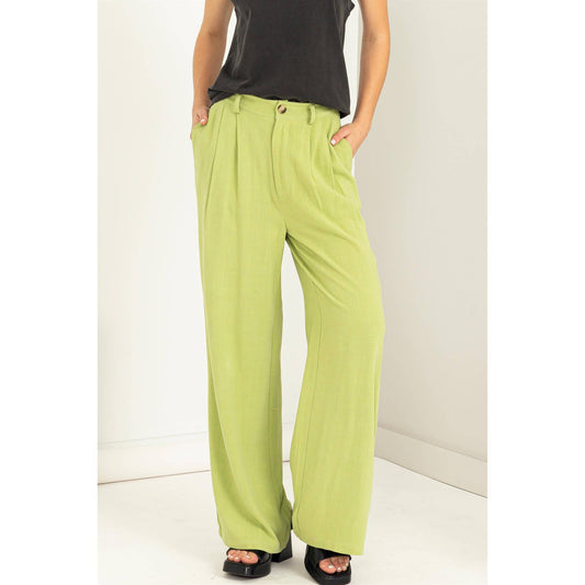 DZ23C786-RELAX FIT HIGH WAISTED TROUSERS: PALE OLIVE / S - Storm and Sky Shoppe