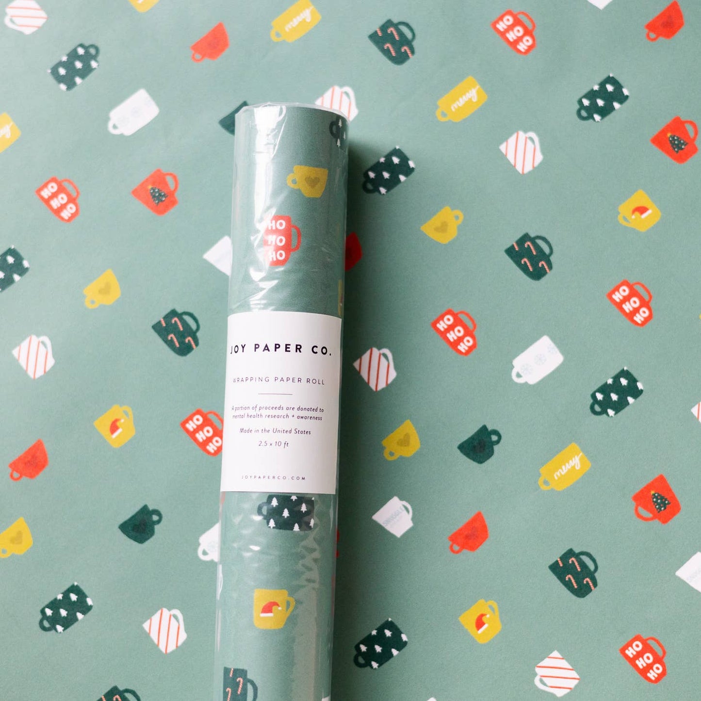 Holiday Coffee Mugs Wrapping Paper Roll - Storm and Sky Shoppe - Joy Paper Co.