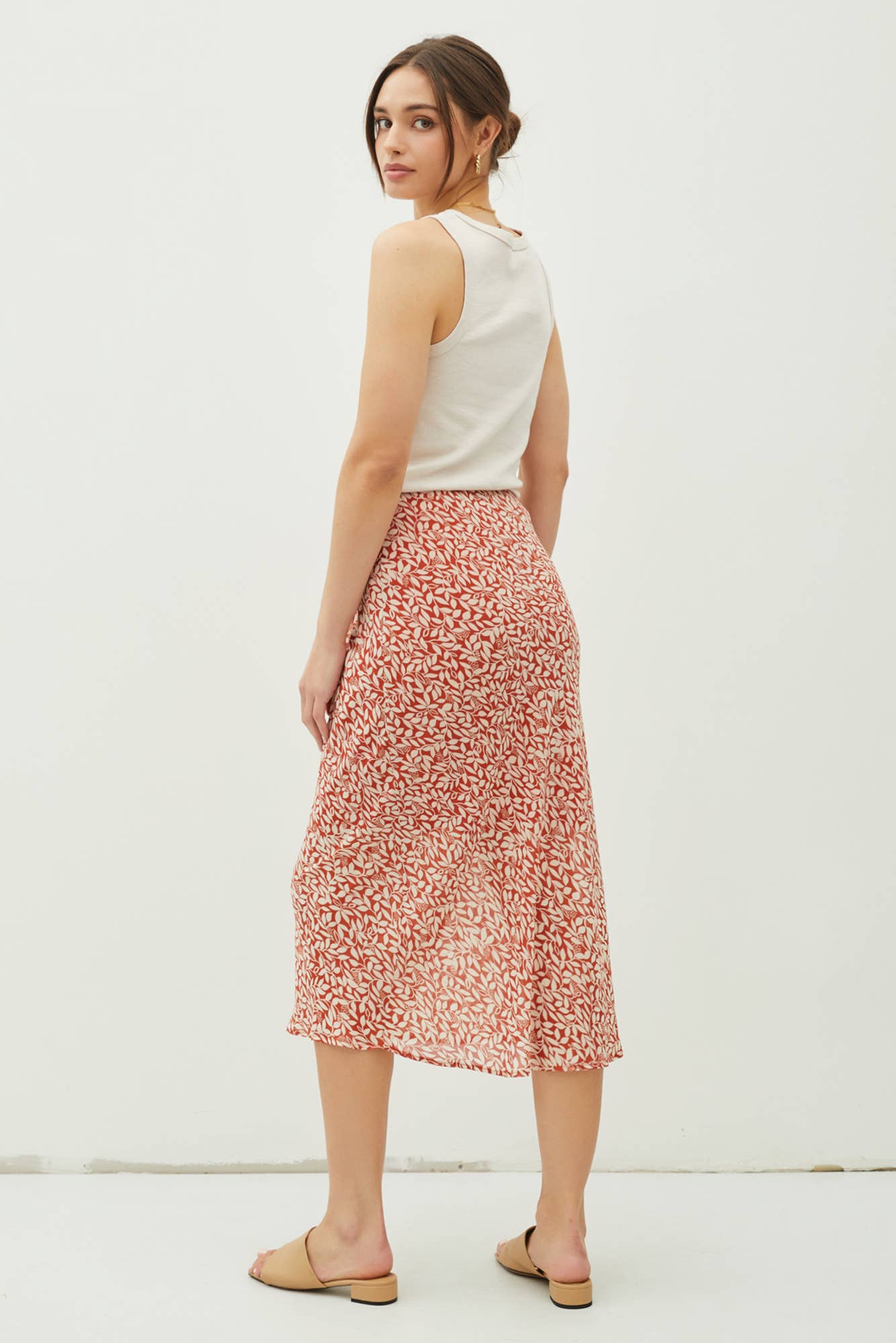 Printed Side Knot Midi Skirt - Storm and Sky Shoppe