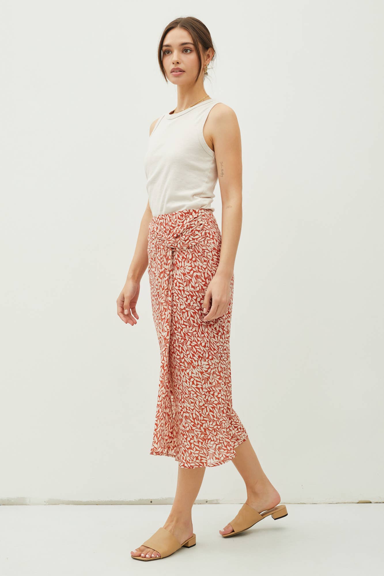 Printed Side Knot Midi Skirt - Storm and Sky Shoppe