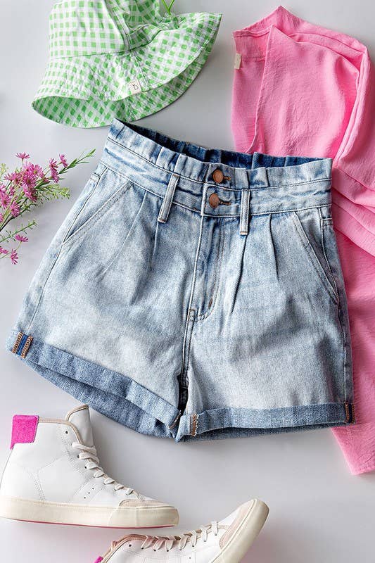 Paper Bag Denim Shorts - Storm and Sky Shoppe - Urban Daizy