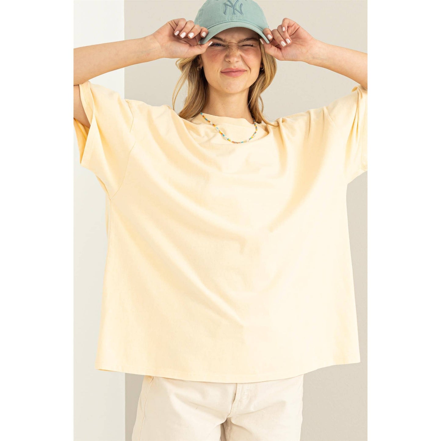 DZ23A786-OVERSIZED T-SHIRT: CREAMY CORN / S/M - Storm and Sky Shoppe