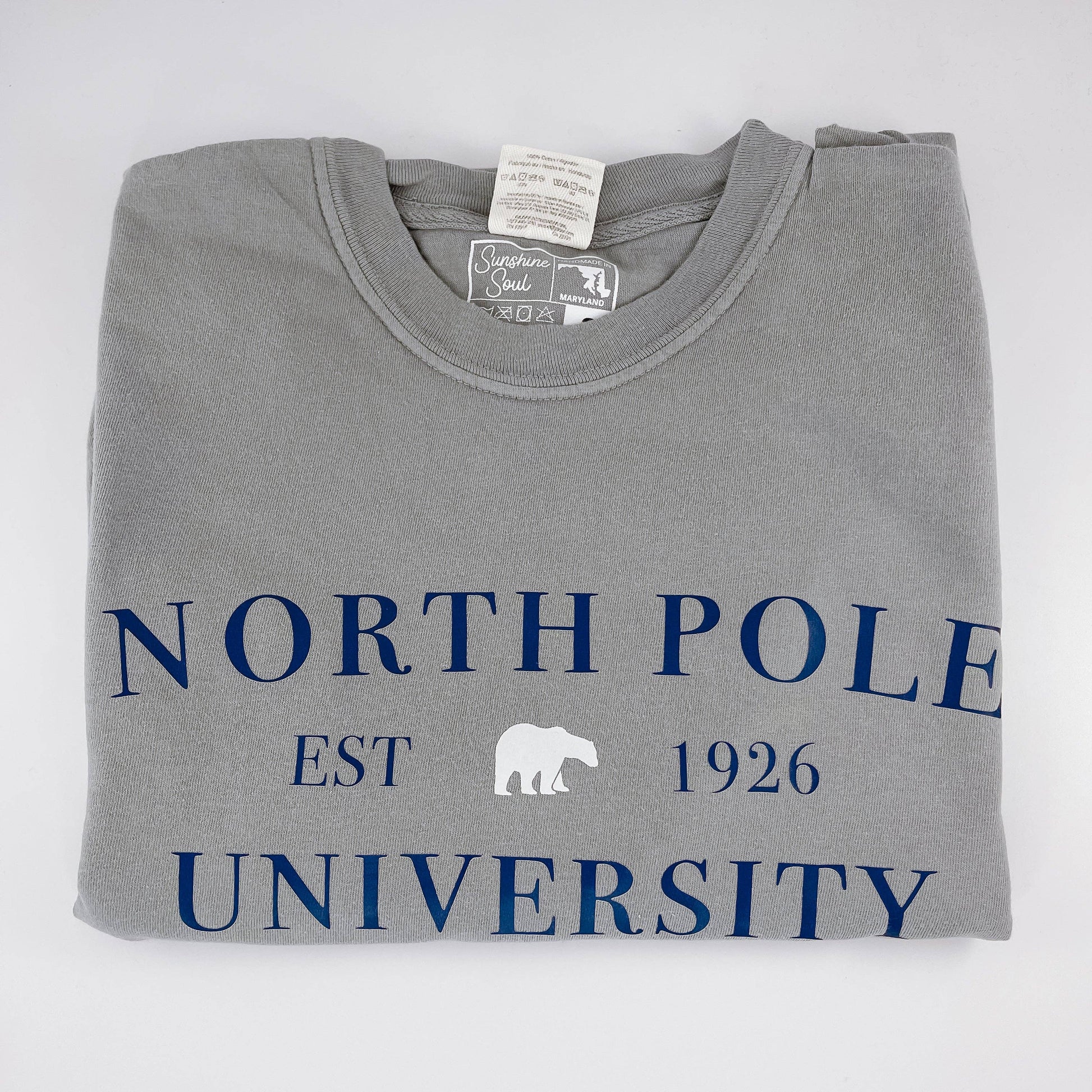 North Pole University Long Sleeve T-Shirt: S - Storm and Sky Shoppe - SunshineSoulMD