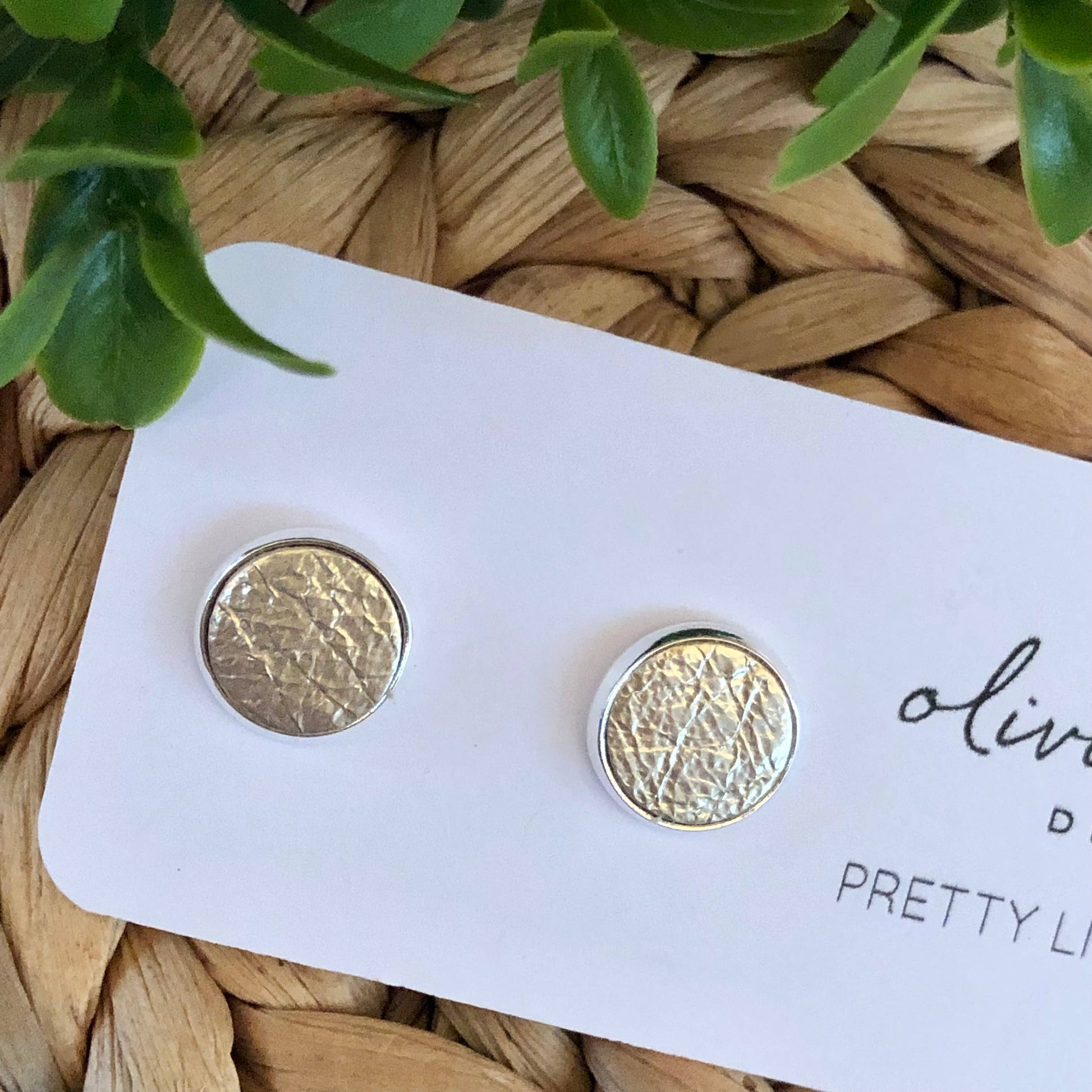 Pretty Little Things Studs - Shiny Champagne: Antique Bronze Setting - Storm and Sky Shoppe