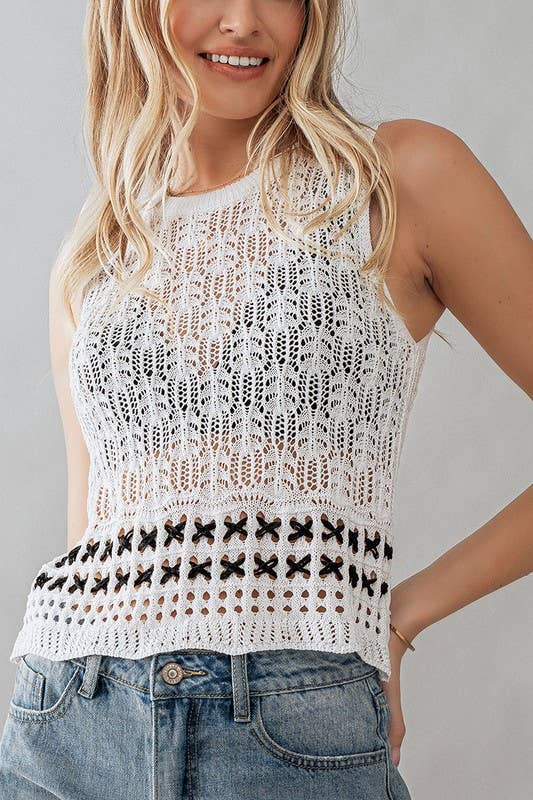 Crochet Knit Sweater Tank - Storm and Sky Shoppe