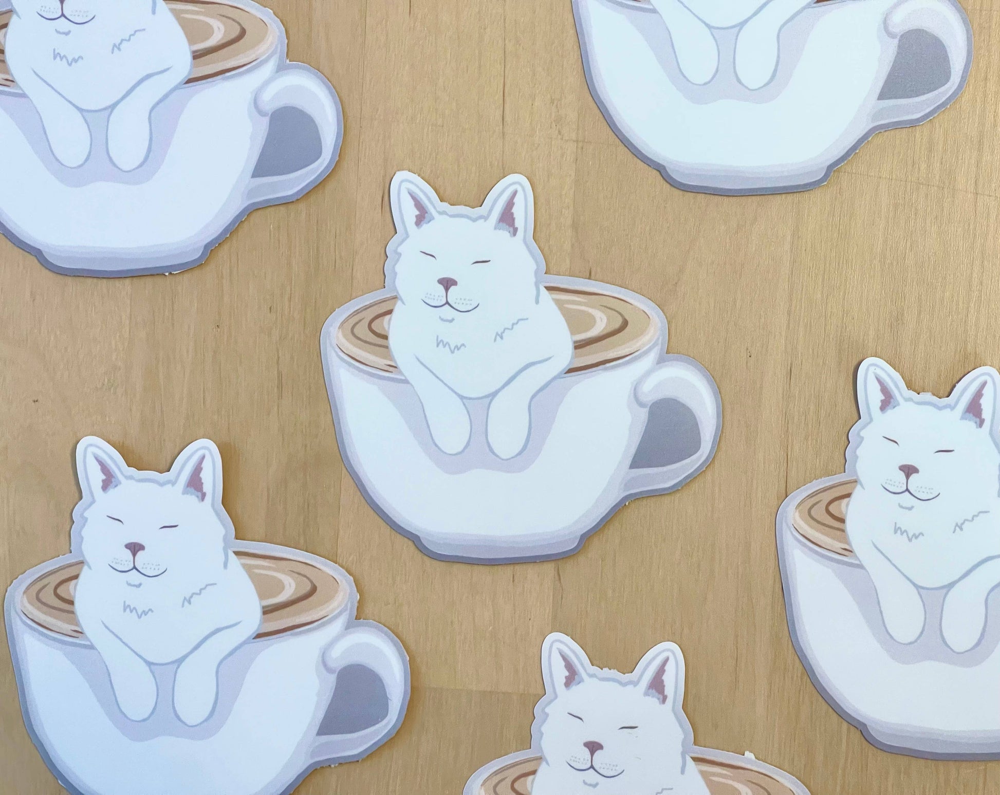 Cat and Coffee Sticker - Storm and Sky Shoppe