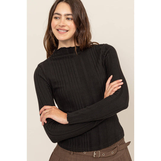 Mock Neck Ribbed Sweater - Storm and Sky Shoppe