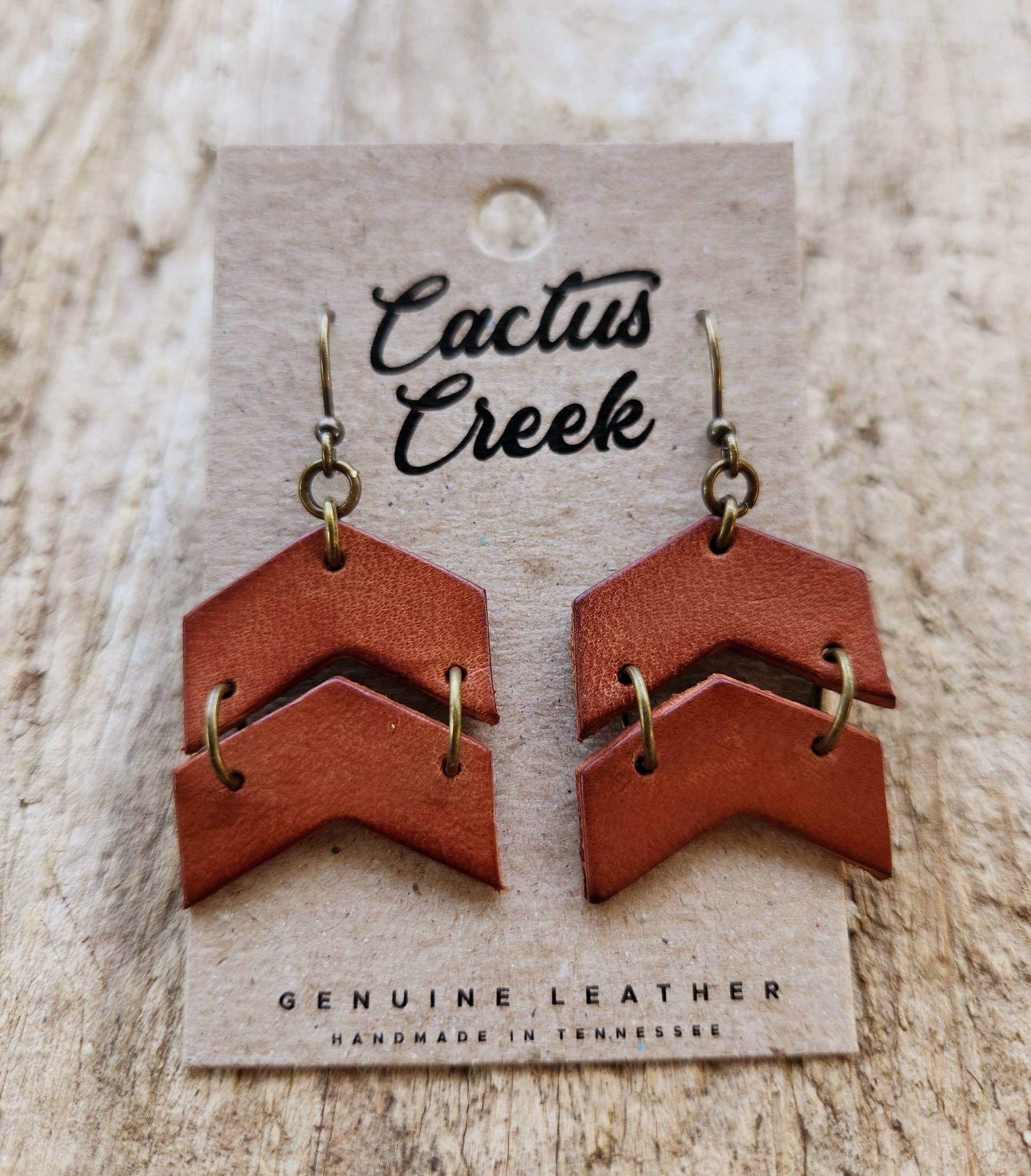 "Rey" Distressed Leather Chevron Earrings - Storm and Sky Shoppe