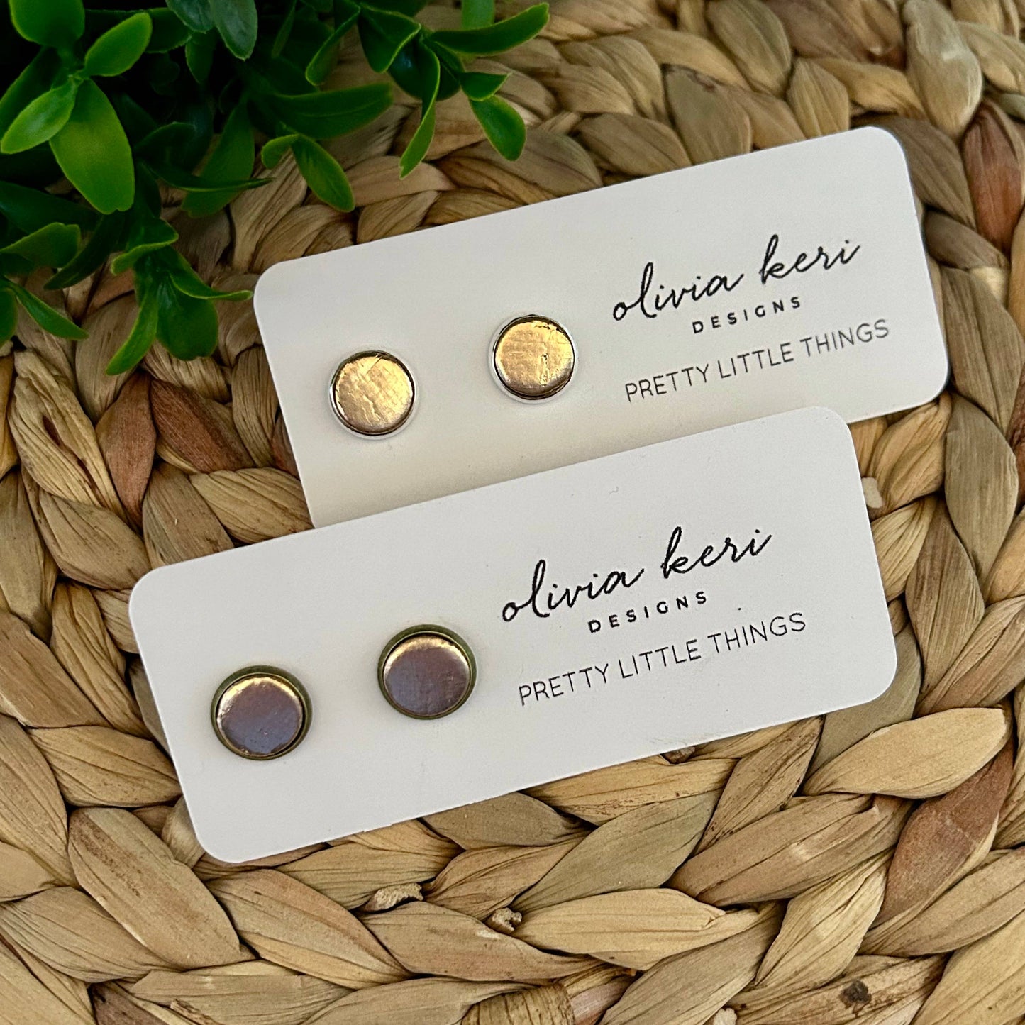 Pretty Little Things Studs - Rose Gold: Antique Bronze Setting - Storm and Sky Shoppe