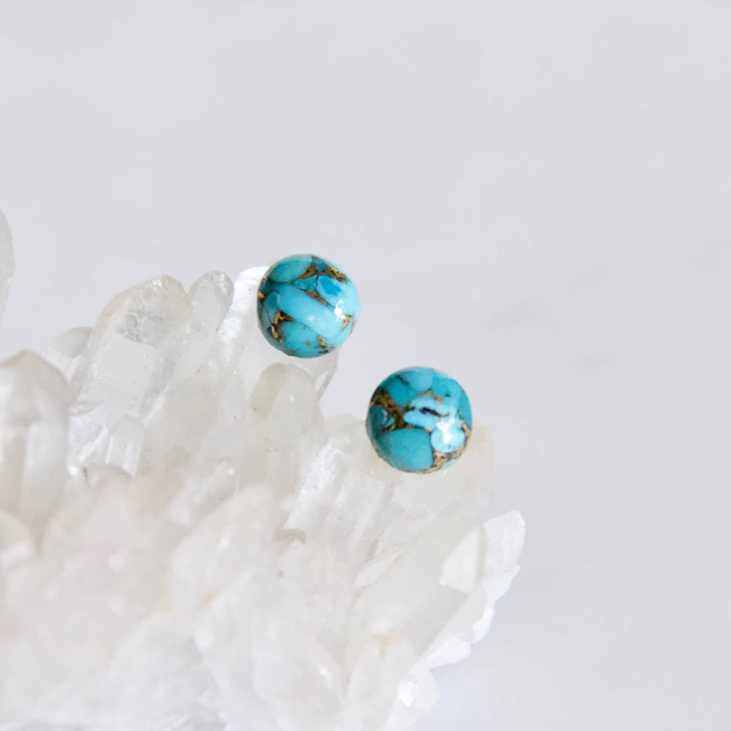 Copper Turquoise Stud Earrings - Round - Storm and Sky Shoppe