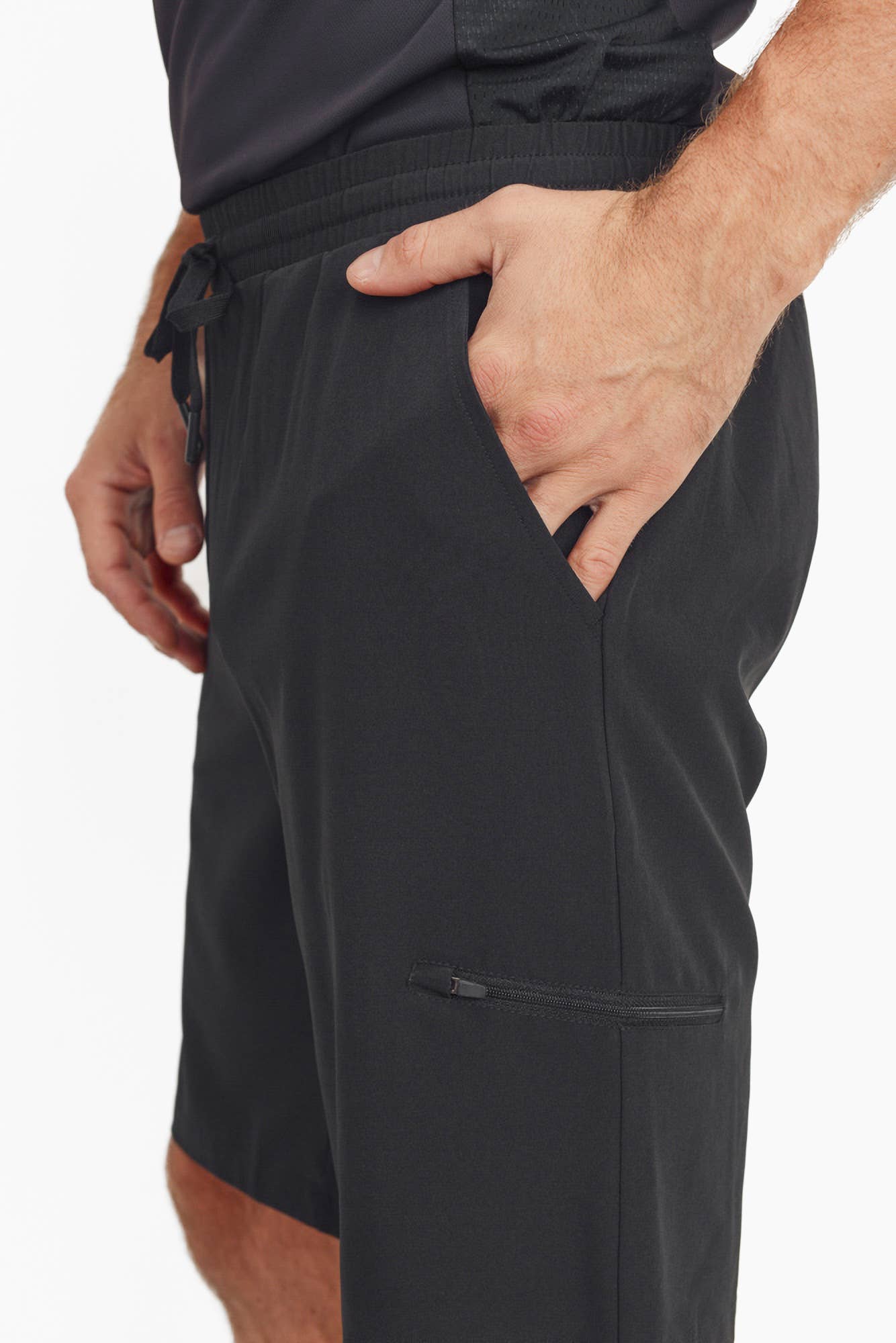 MEN - Active Drawstring Shorts with Zippered Pouch: S:M:L:XL (1:2:2:1) / BLACK - Storm and Sky Shoppe