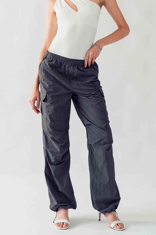 **SALE-BELLA TOGGLE DRAWSTRING CARGO PANTS: SLATE / S-2/M-2/L-2 - Storm and Sky Shoppe