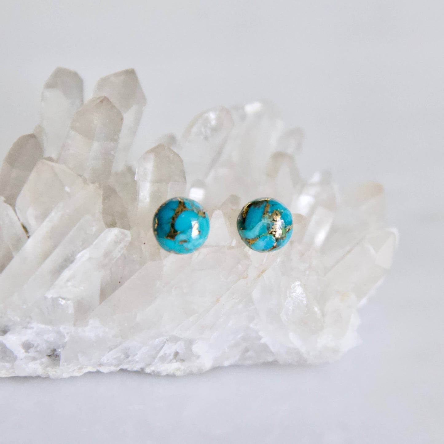 Copper Turquoise Stud Earrings - Round - Storm and Sky Shoppe