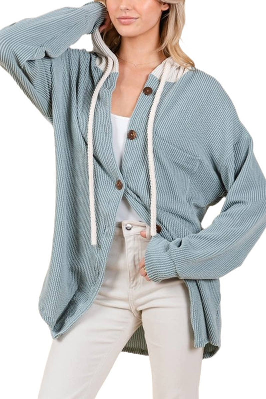 Button Hooded Sweatshirt - Storm and Sky Shoppe