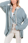 Button Hooded Sweatshirt