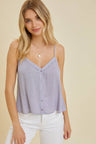 Button Tank w/Lace Trim