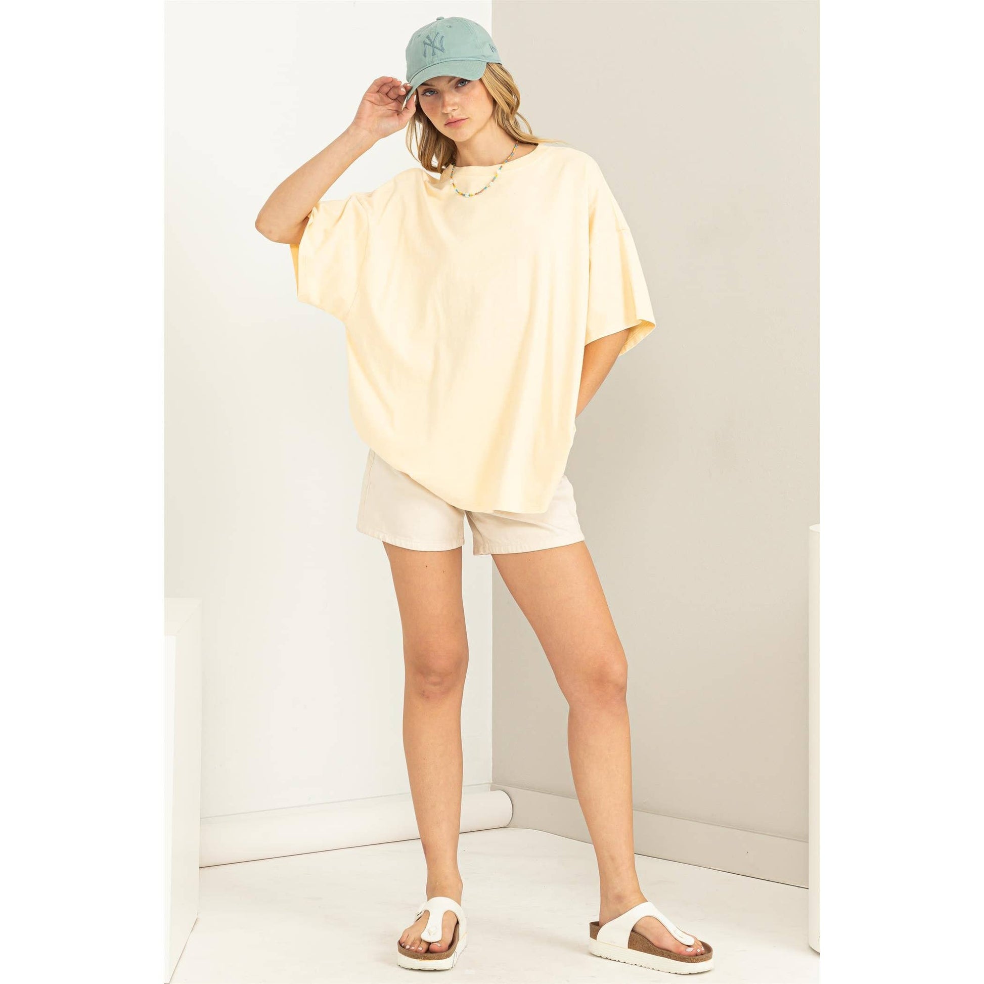 DZ23A786-OVERSIZED T-SHIRT: CREAMY CORN / S/M - Storm and Sky Shoppe