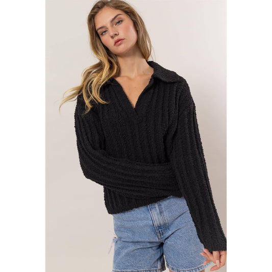 Boucle Collared Sweater - Storm and Sky Shoppe