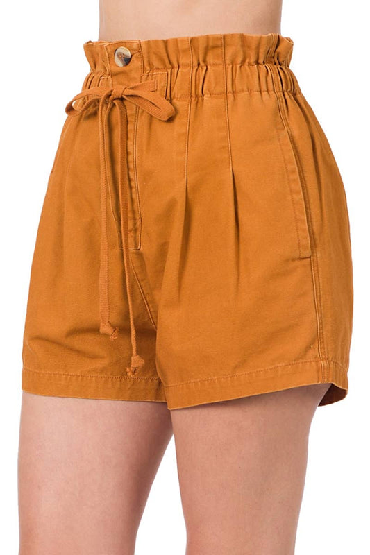 Stone Wash Paperbag Waist Shorts - Storm and Sky Shoppe