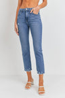 Hem Distress Slim Straight Jean