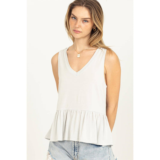 GOT YOU MINE V-NECK SLEEVELESS PEPLUM TOP - Storm and Sky Shoppe - HYFVE