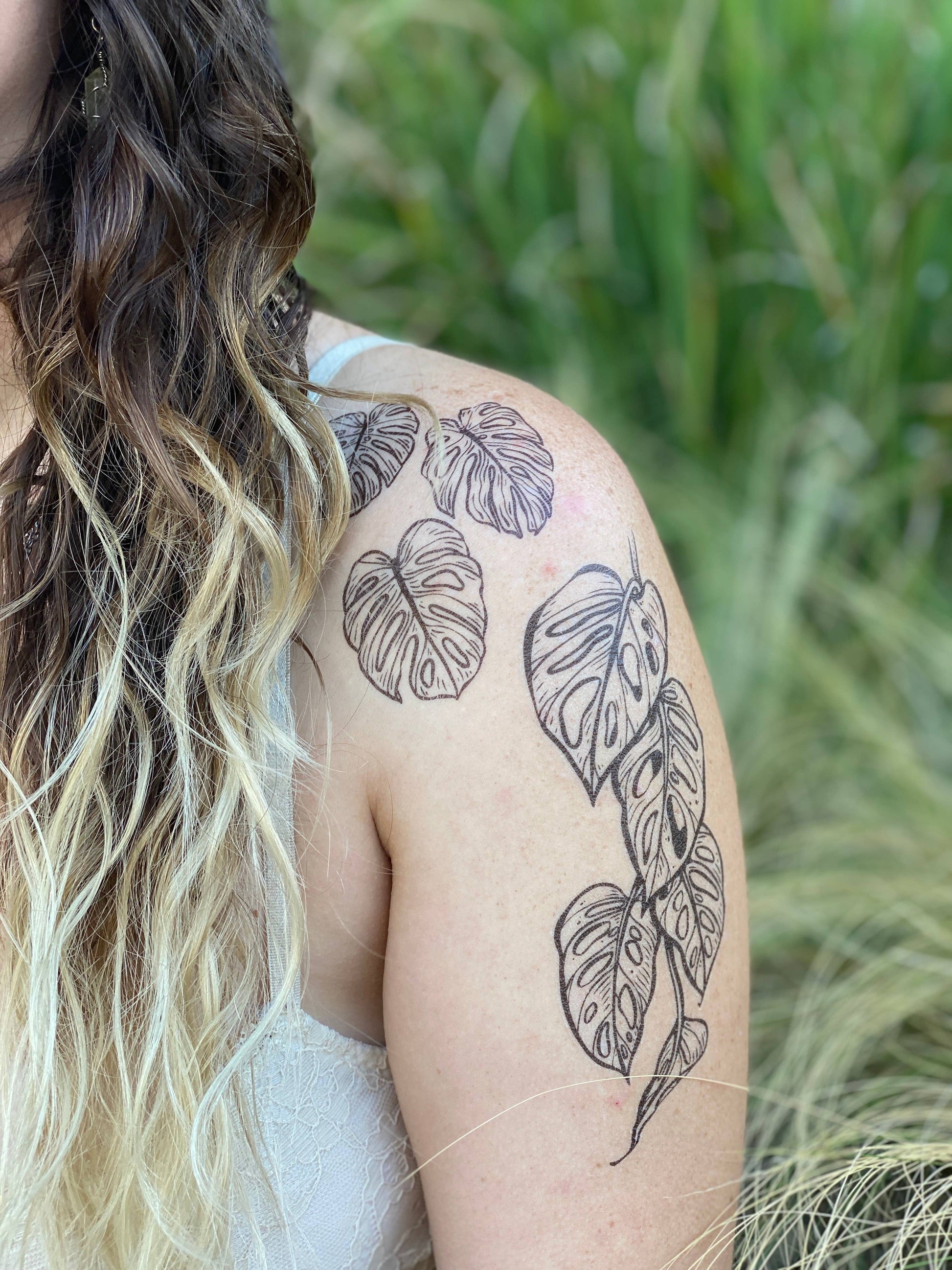 monstera plant tattoos Monstera Vine Temporary Tattoo