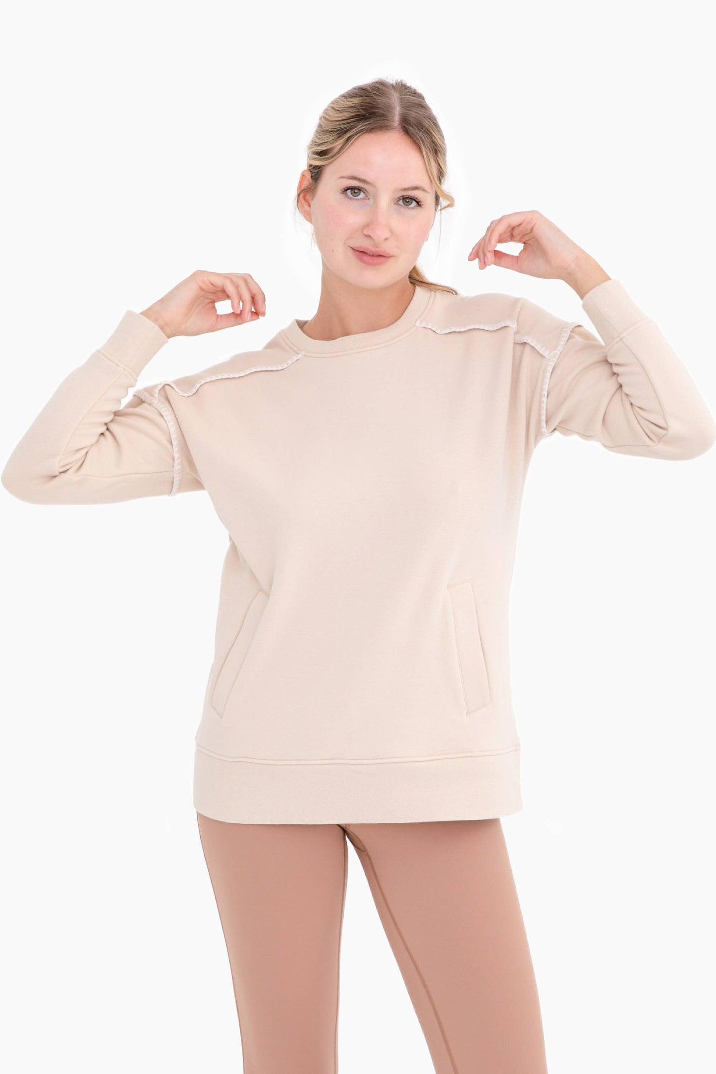 Contrast Stitch Top with Raglan Sleeves - Storm and Sky Shoppe - Mono B