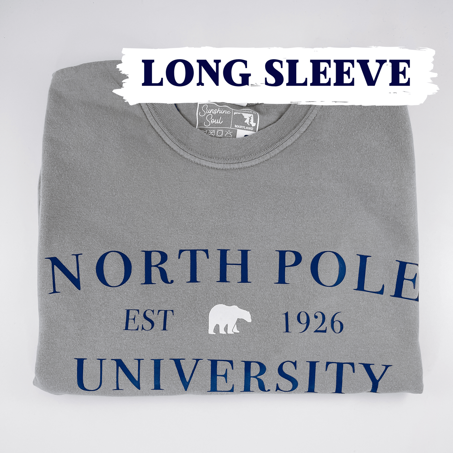 North Pole University Long Sleeve T-Shirt: S - Storm and Sky Shoppe - SunshineSoulMD