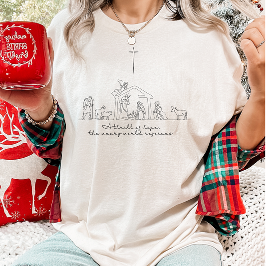 A Thrill of Hope Nativity Comfort Colors Tee: Large / Ivory - Storm and Sky Shoppe - The Purple Pineapple Co.