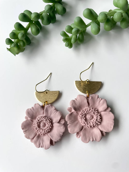 Poppy Dangles | Blush | Clay Earrings - Storm and Sky Shoppe - Finley River Millworks