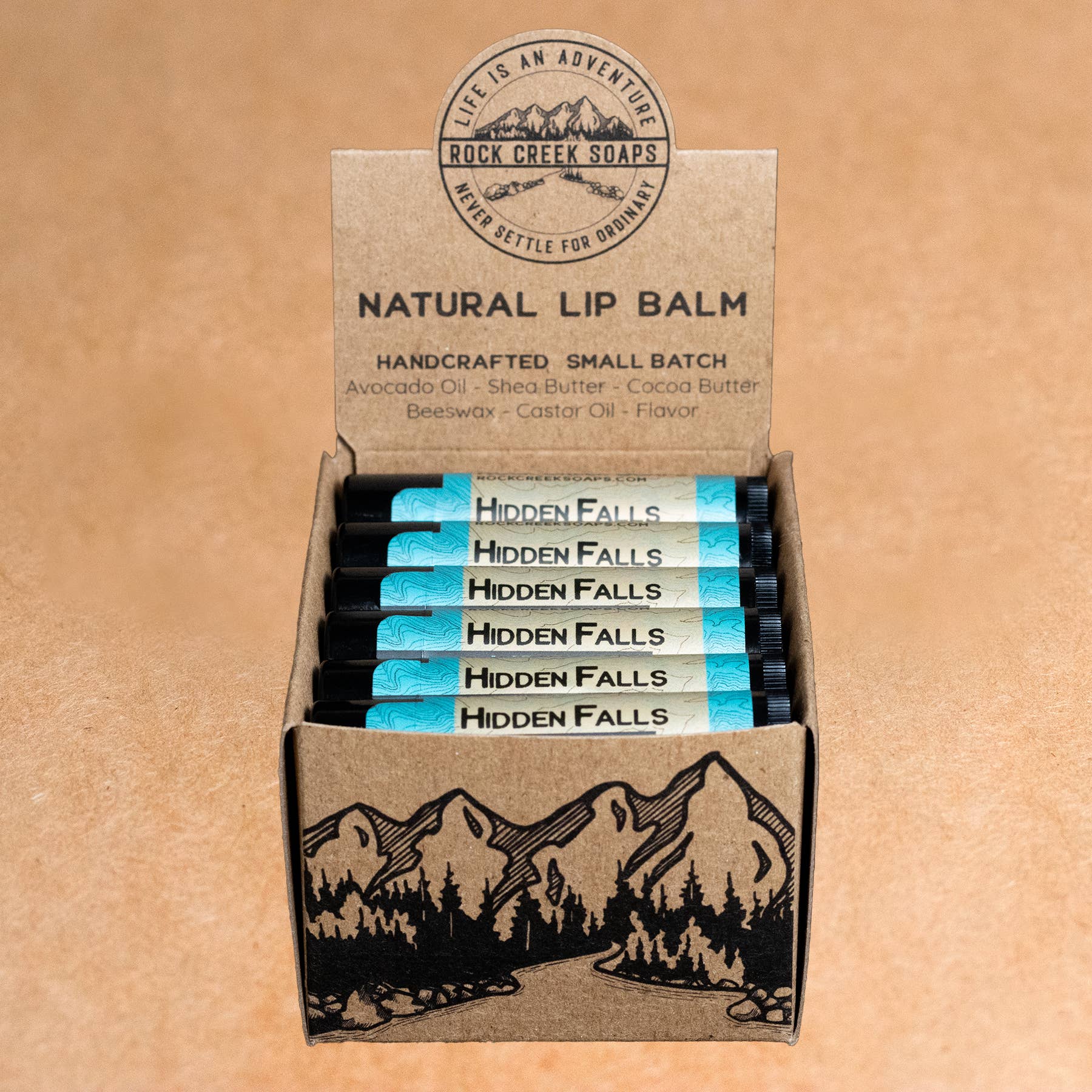 LIP BALM | Hidden Falls - with POP Display - Storm and Sky Shoppe - Rock Creek Soaps