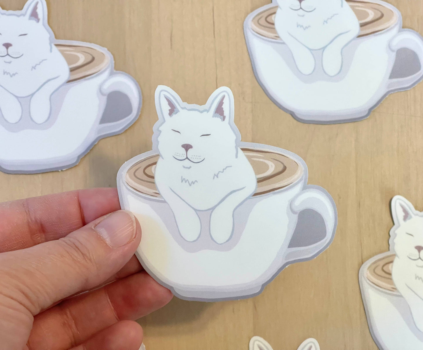 Cat and Coffee Sticker - Storm and Sky Shoppe