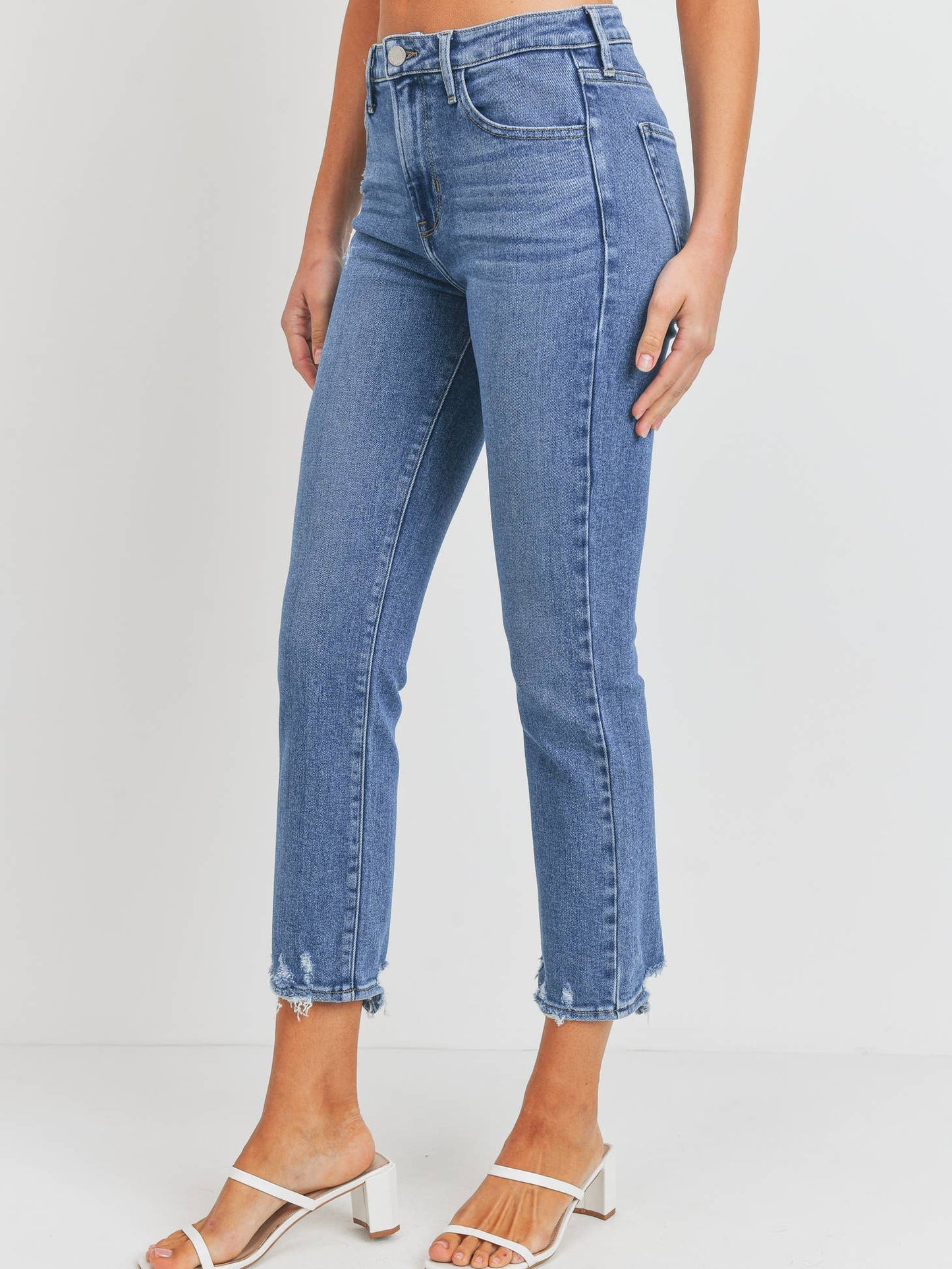 Hem Distress Slim Straight Jean - Storm and Sky Shoppe