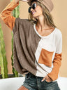 Cable Knit Color Block Top