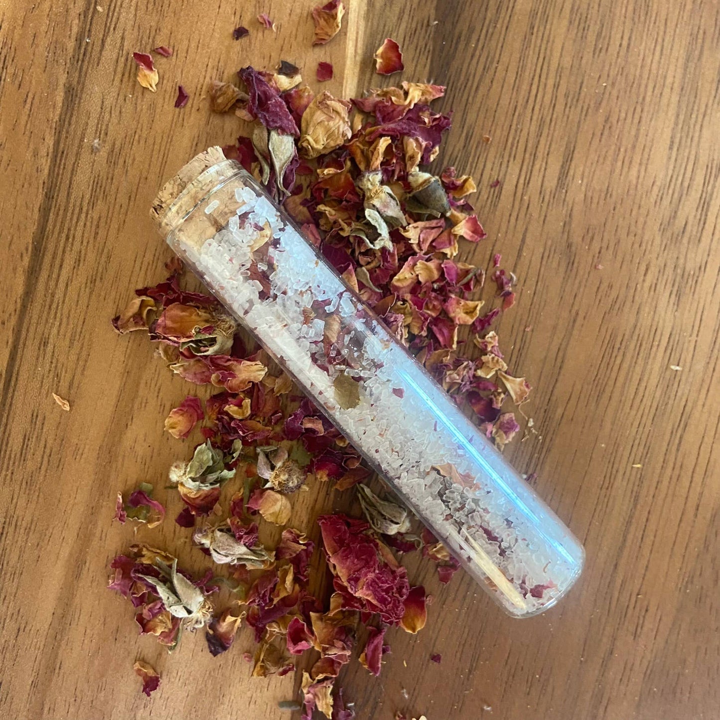 Herbal Bath Salts Test Tubes | Made With Dried Rose Petals - Storm and Sky Shoppe