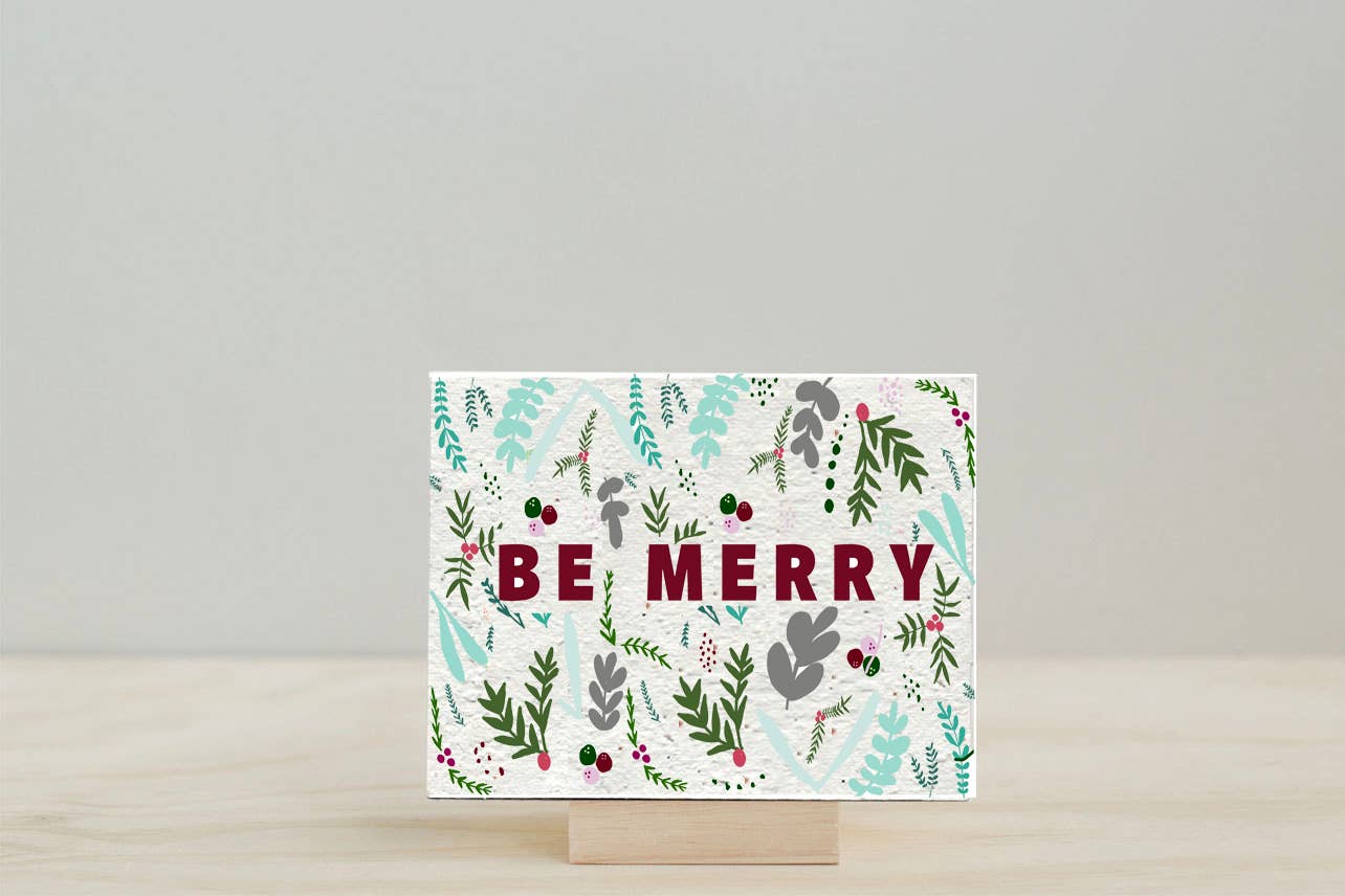 "Be Merry" Christmas Wildflower Seed Card - Storm and Sky Shoppe - Artsy Em