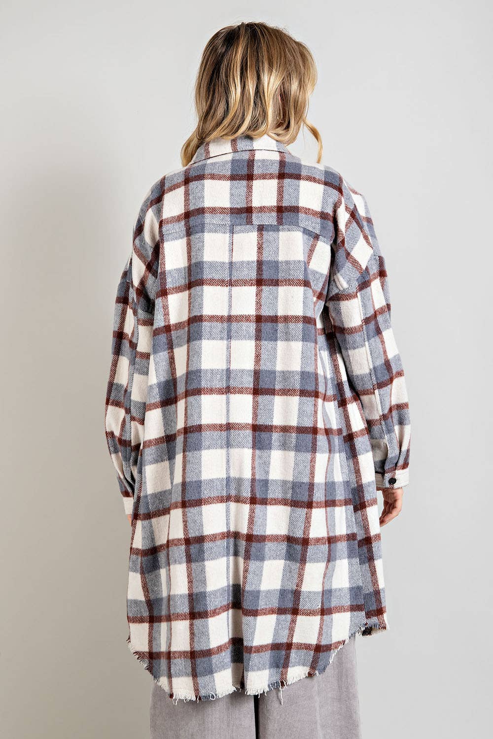 Plaid Knee Length Jacket - Storm and Sky Shoppe