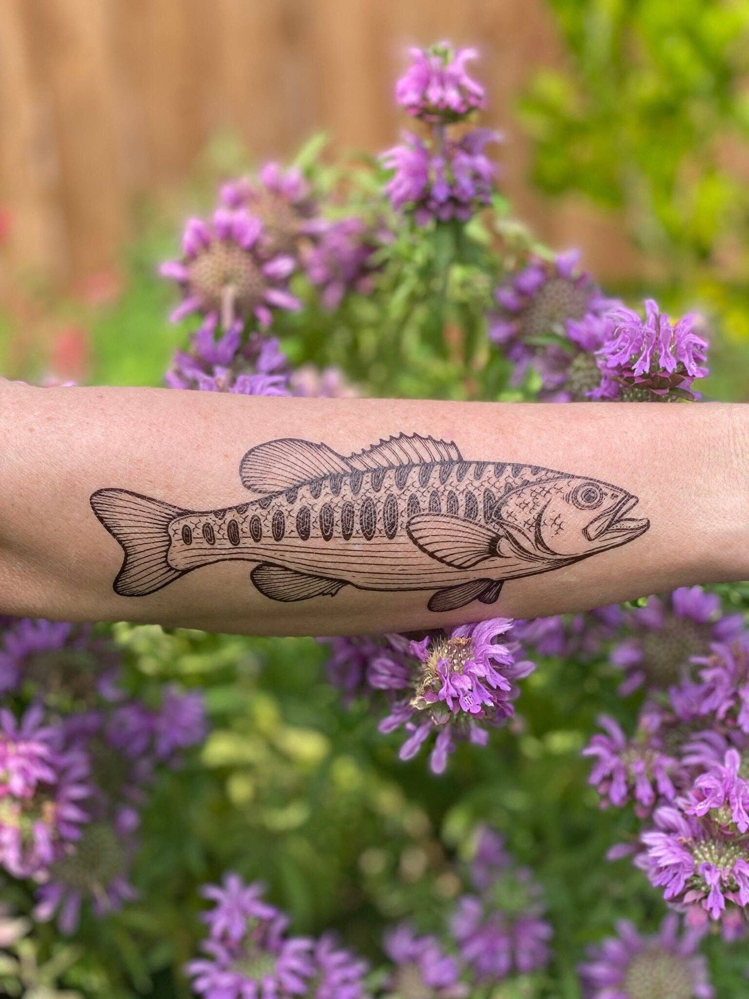 Bass Fish Temporary Tattoo: 1 Pack - Storm and Sky Shoppe